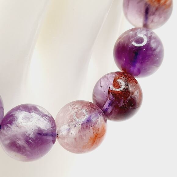 14mm Amethyst Stretch Bracelet Natural Purple Gemstone Round Beads 6.5” - Picture 5 of 9